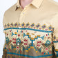 Men's Modern Fit Panoramic Aztec Print Long Sleeve Shirt - Brown