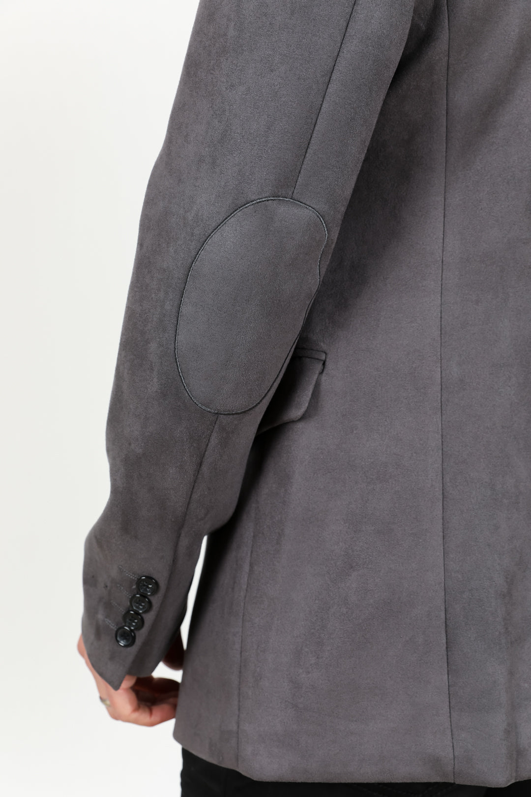 Men's Double Button Suede Blazer - Charcoal
