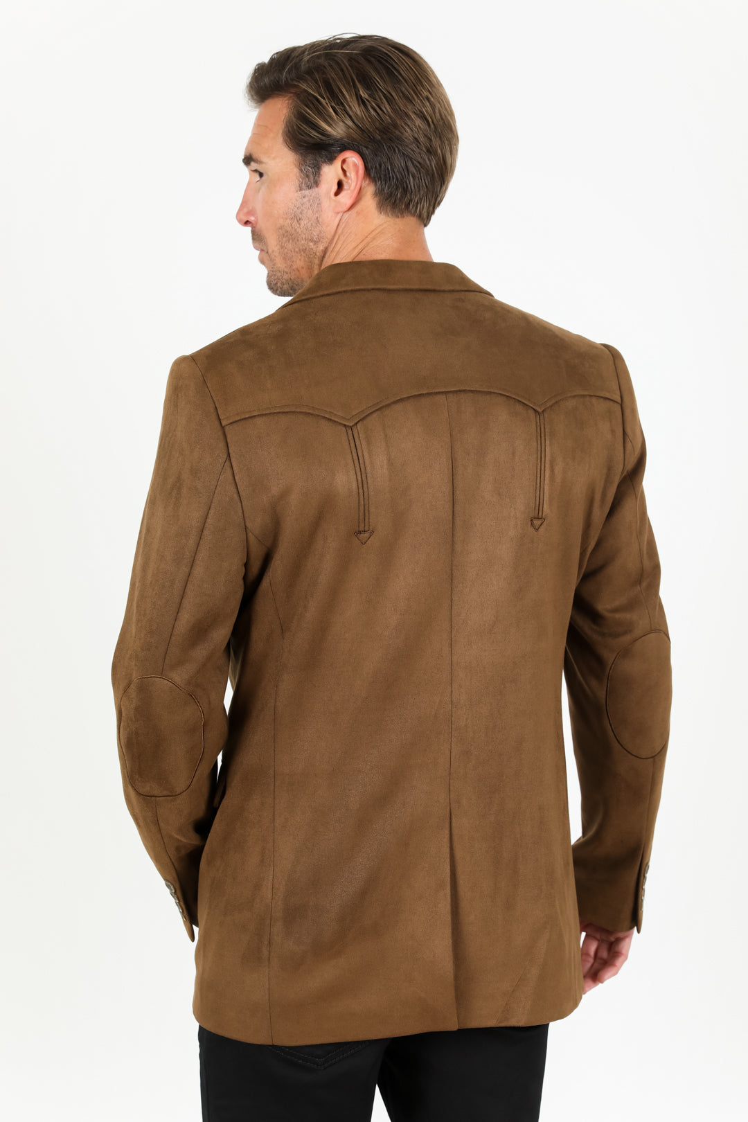 Men's Double Button Suede Blazer - Brown