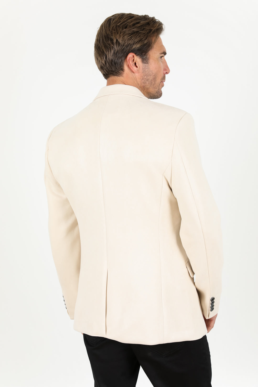Men's Double Button Off White Suede Blazer