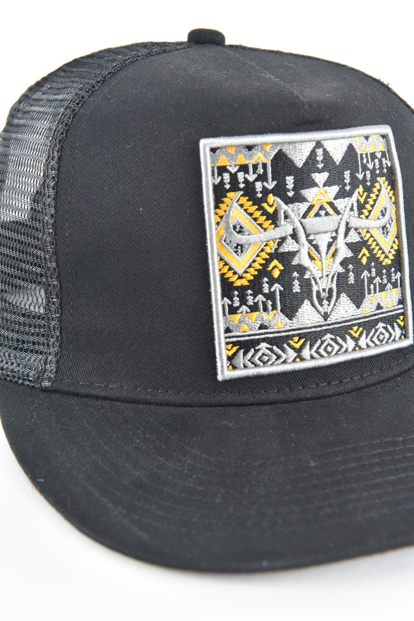 Mens Aztec Embroidery Cap - Black
