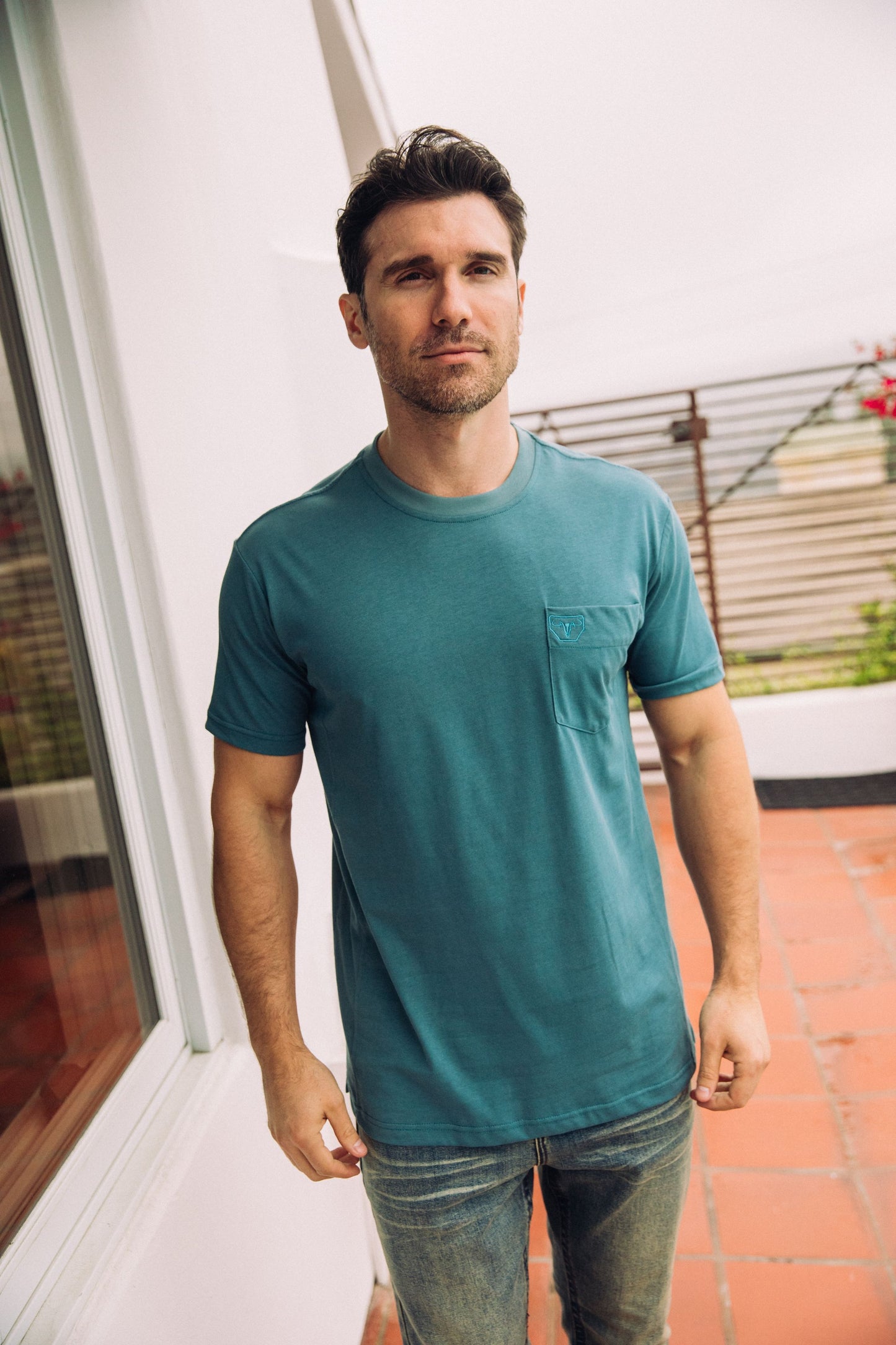 Cotton Knit T-Shirt - Steel Blue