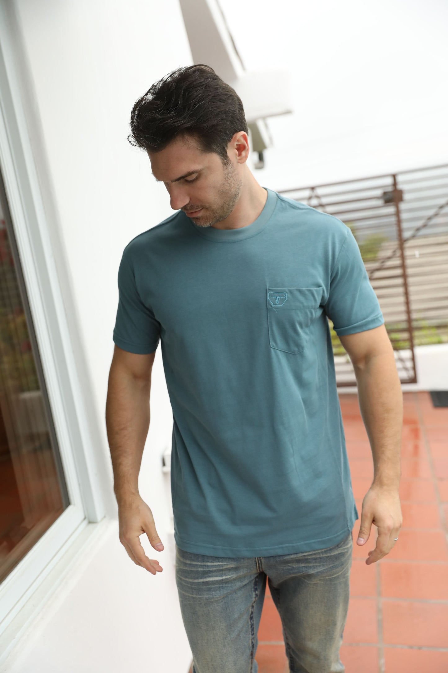 Cotton Knit T-Shirt - Steel Blue