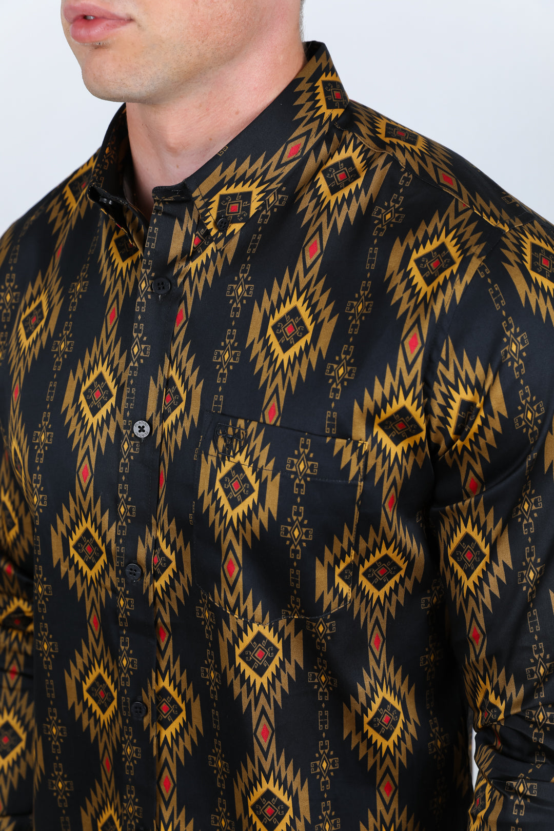 Men’s Legendary Aztec Cotton Spandex Modern Fit shirt - Black