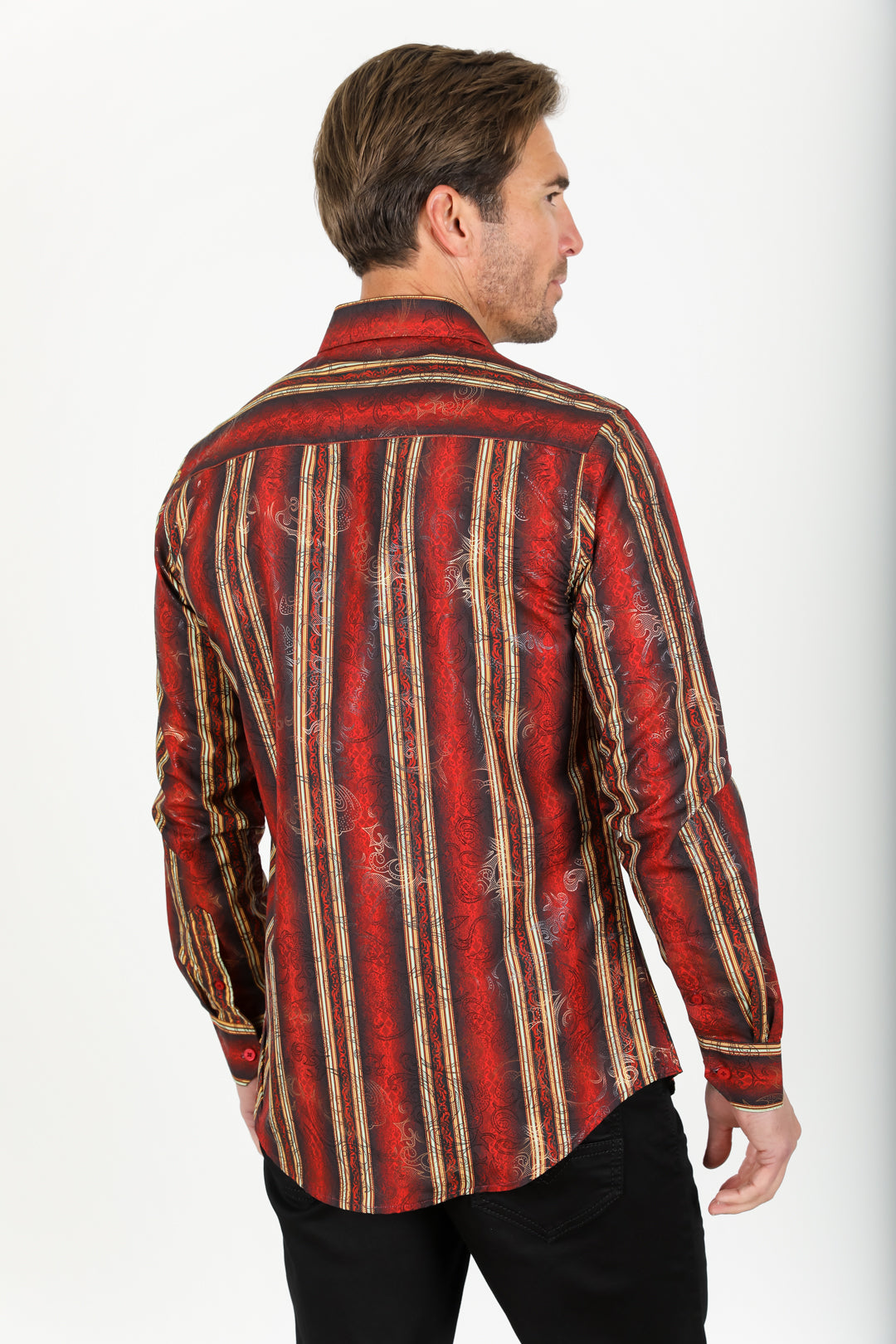 Mens Modern Fit Stretch Foiled Shirt - Red