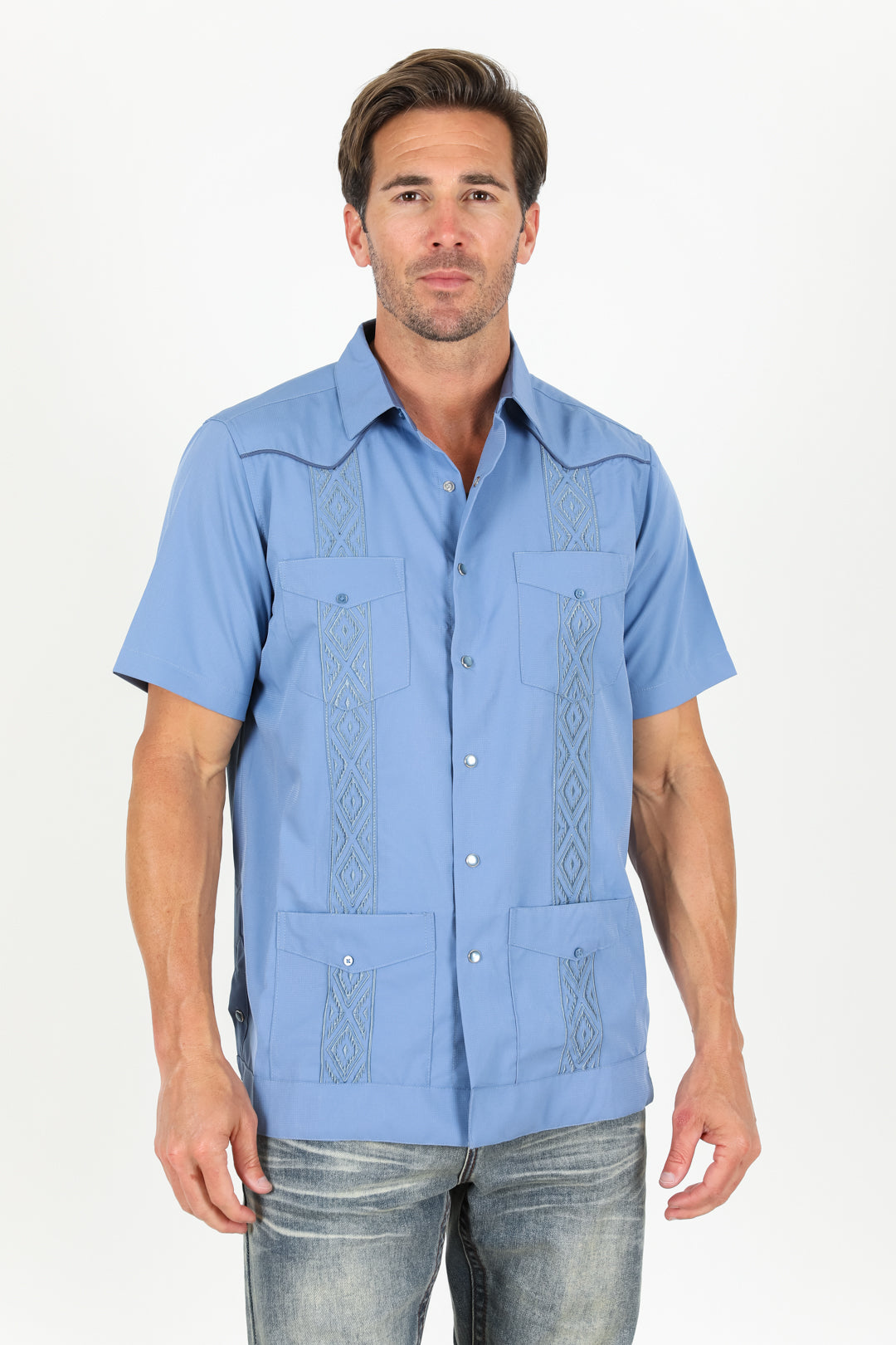 Men's Modern Blue GUAYABERA Shirt