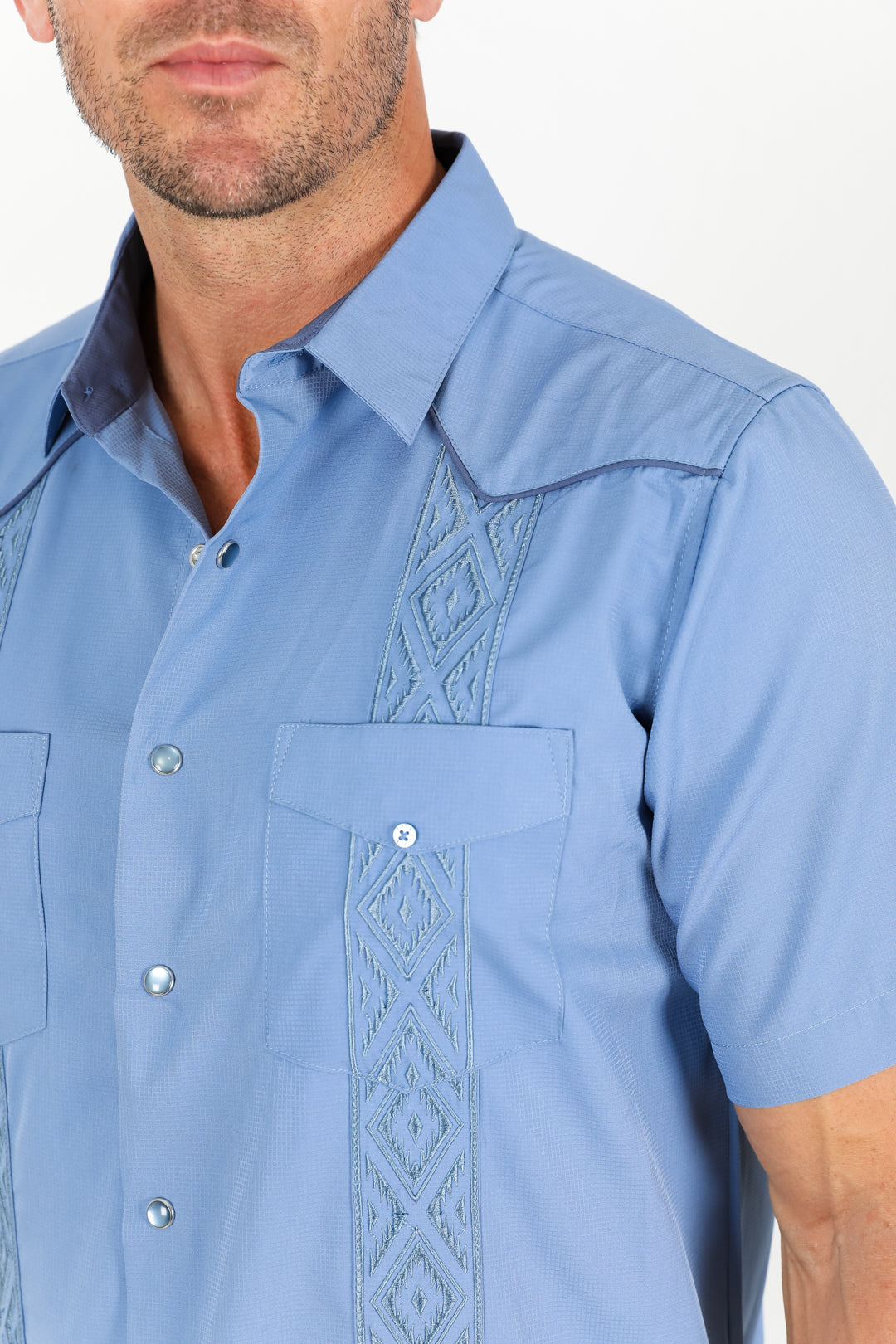Men's Modern Blue GUAYABERA Shirt