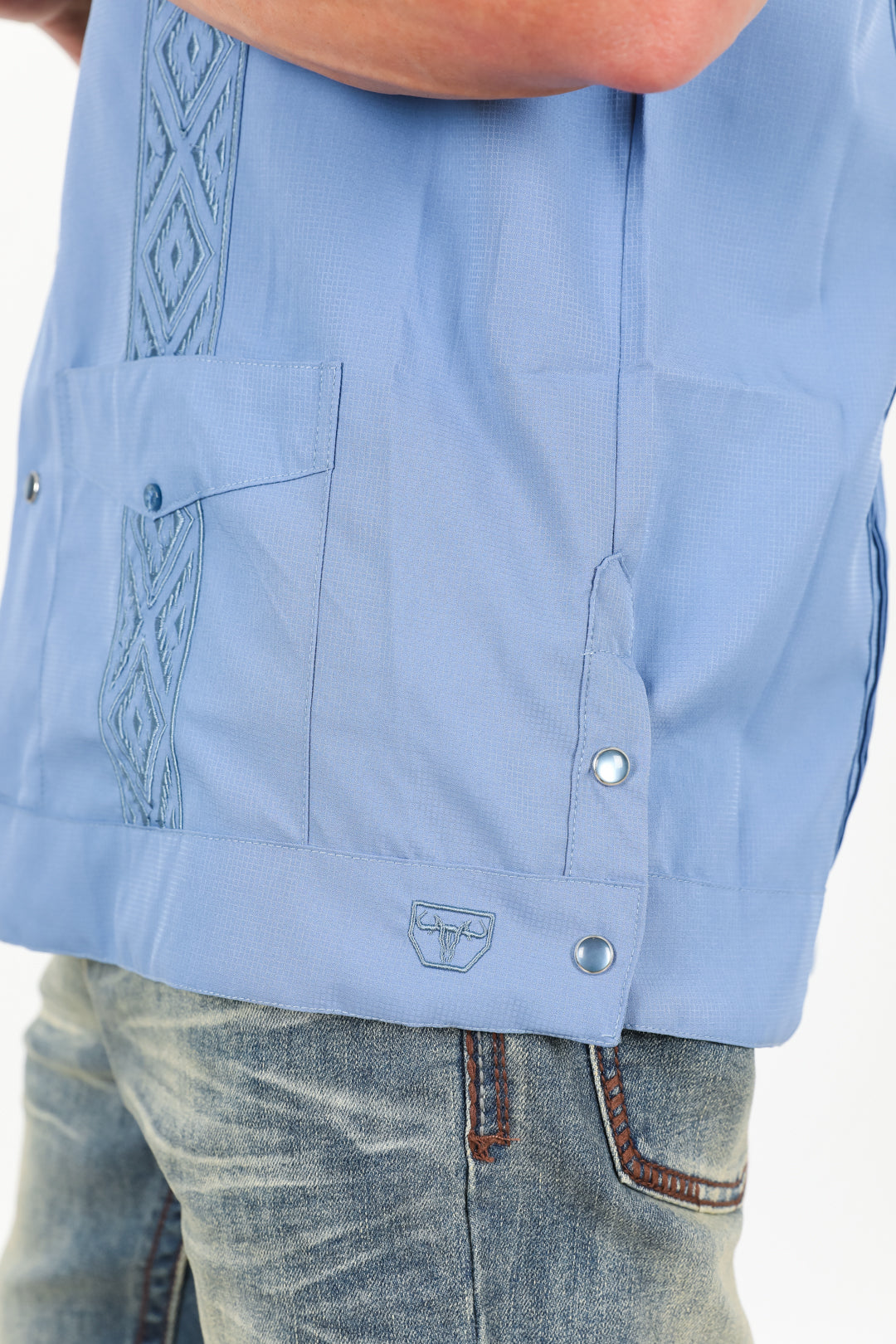 Men's Modern Blue GUAYABERA Shirt