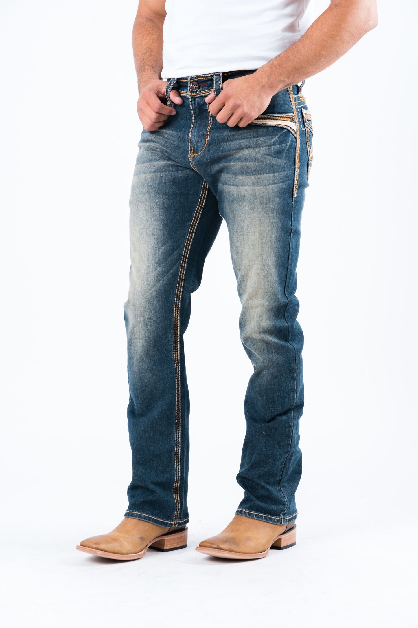 Holt Men's Dark Stone Slim Boot Cut Jeans