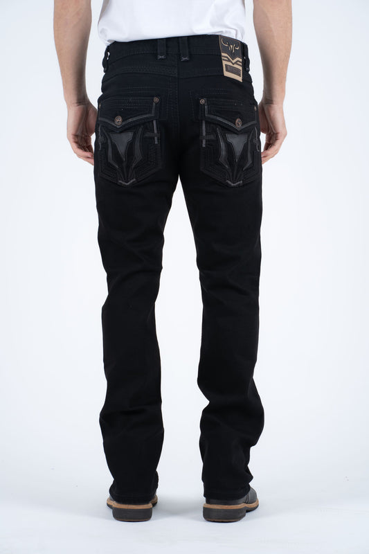 Holt Men's Jet Black Slim Boot Cut Jeans