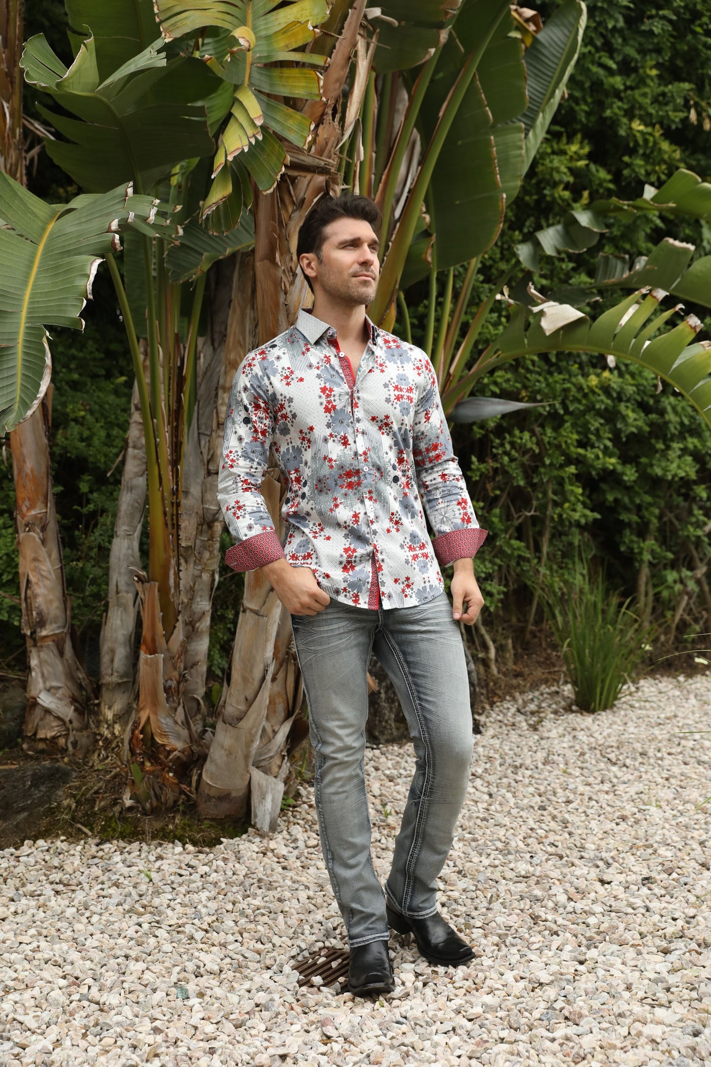 Floral Print Satin Shirt - White