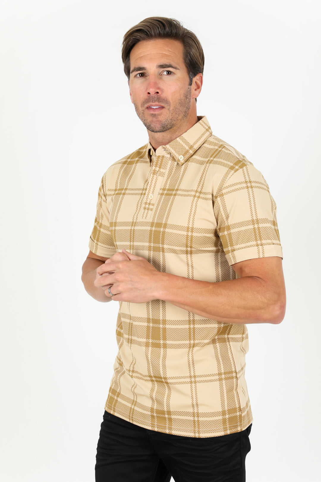 Men's Cotton Modern Fit Beige Polo
