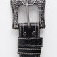 Mens Genuine Leather Aztec 3D Embossed Belt - Black