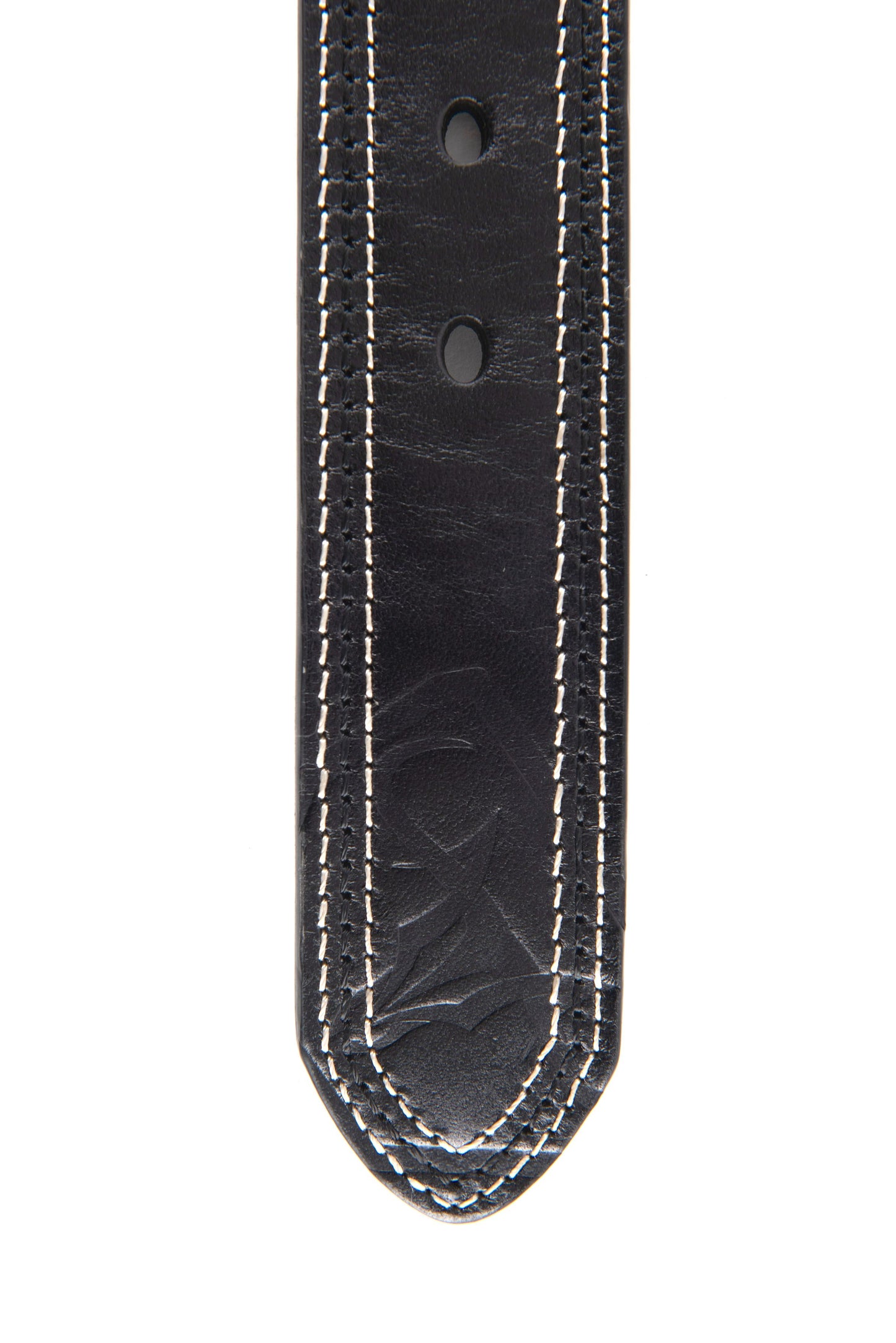 Genuine Leather Aztec Textured Buckle Belt - Black