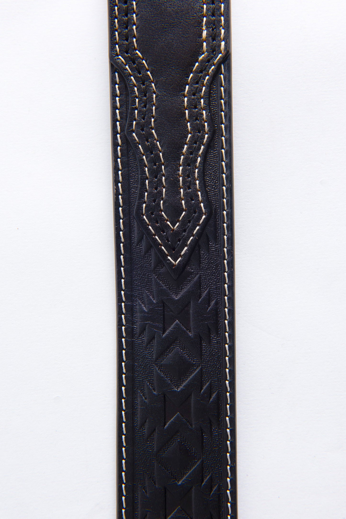 Mens Genuine Leather Aztec 3D Embossed Belt - Black