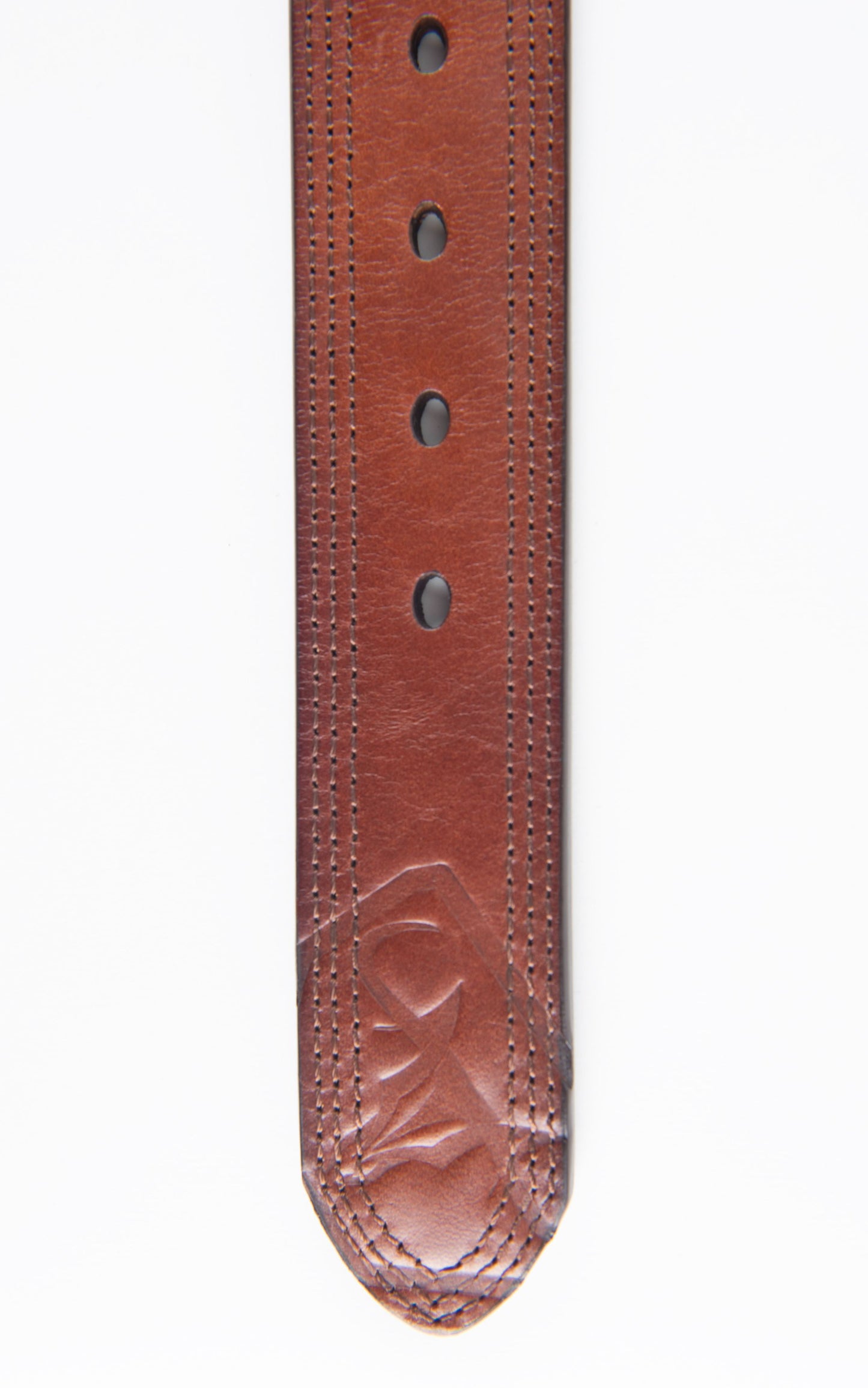Genuine Leather Aztec Textured Buckle Belt - Brown