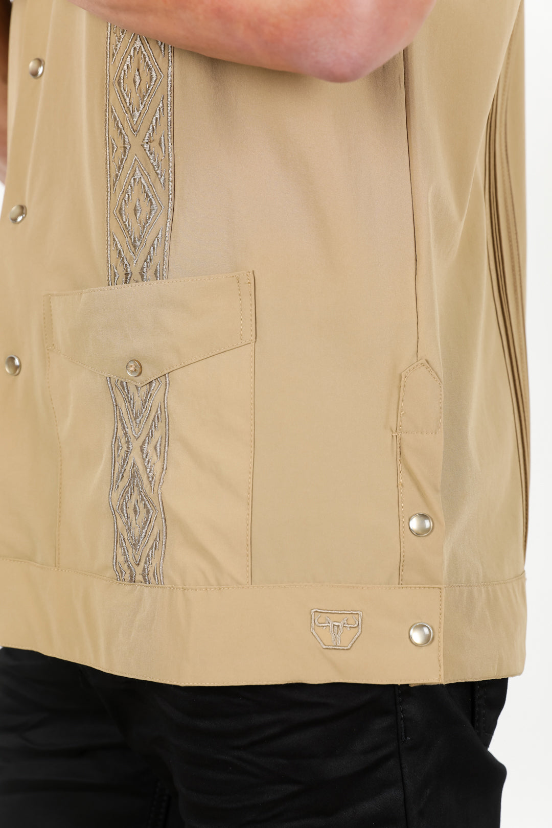 khaki modern guayabera shirt men platini back