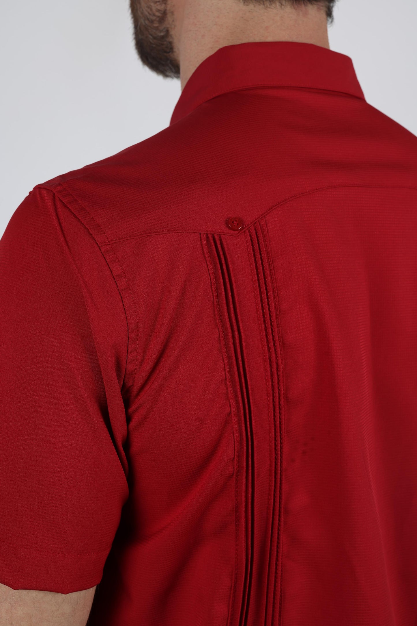 red modern guayabera shirt men platini back