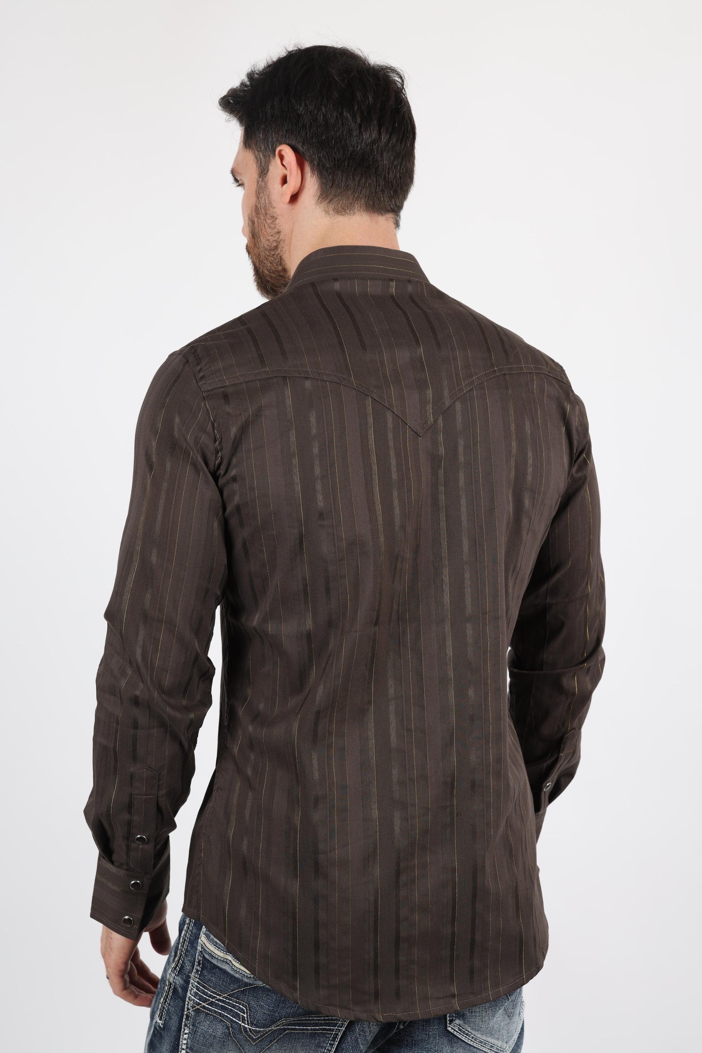 Mens Modern Fit Stretch Lurex Western Long Sleeve Shirt