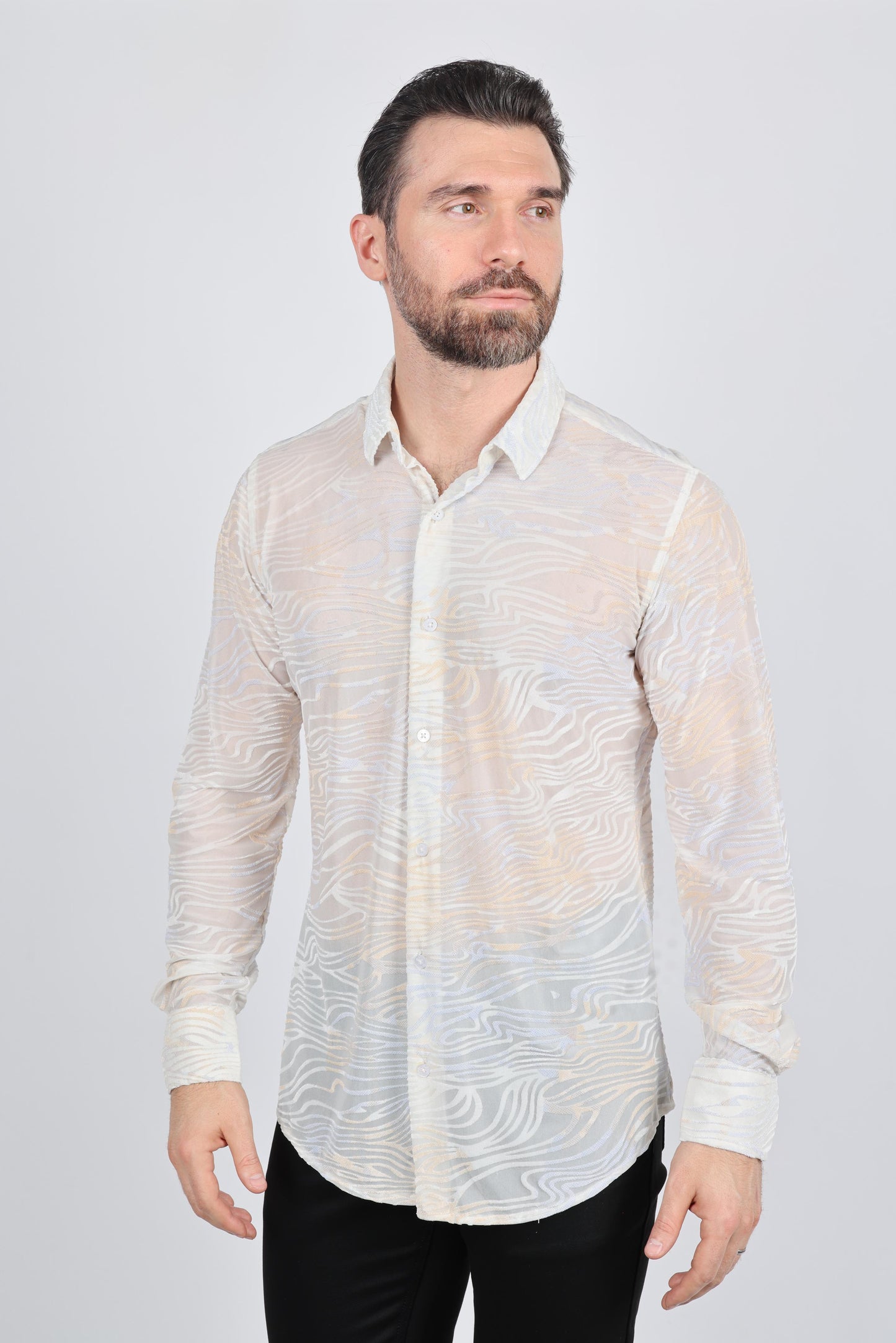 Mens Modern Fit Stretch Velvet Fashion Shirt