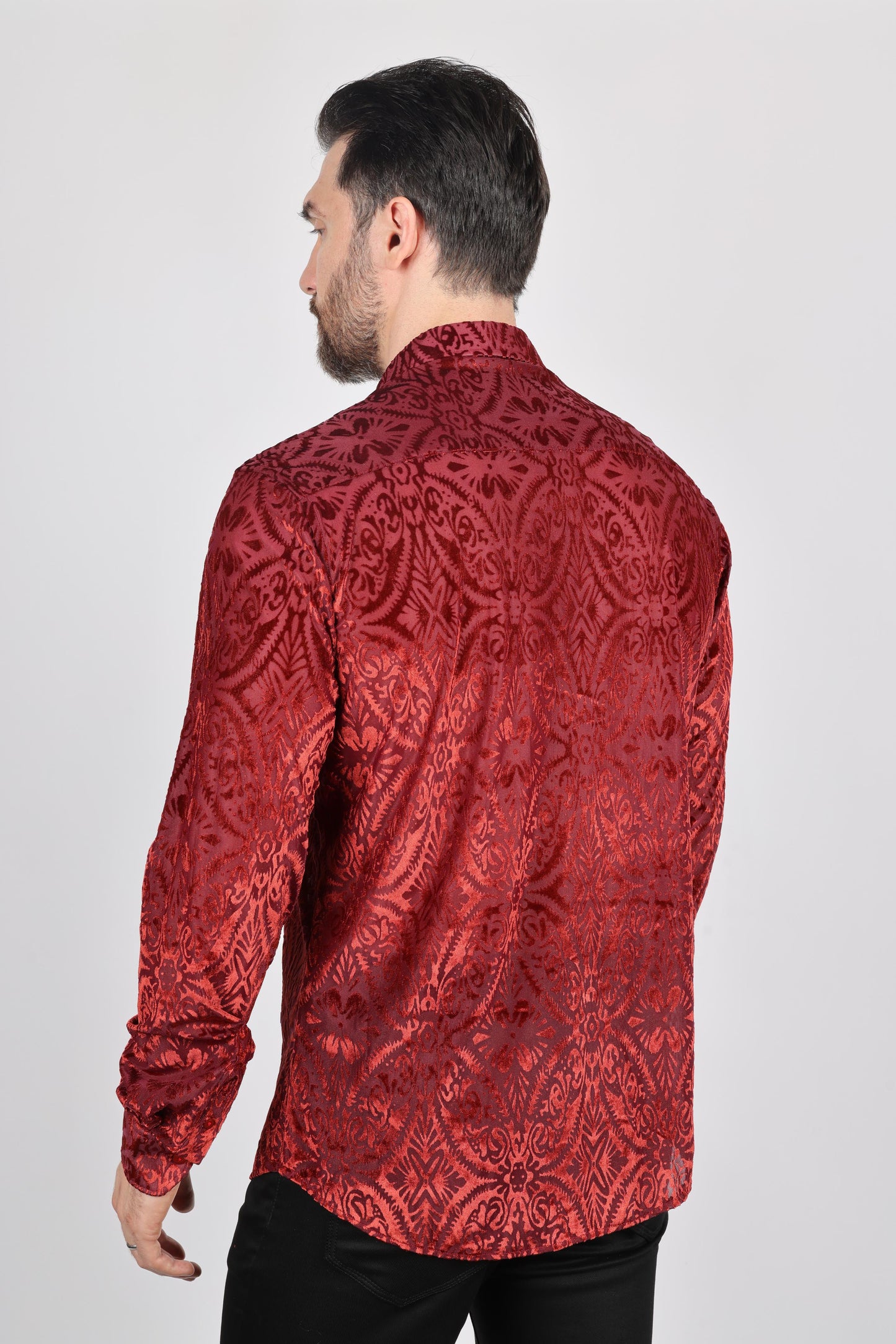 Mens Modern Fit Stretch Velvet Fashion Shirt