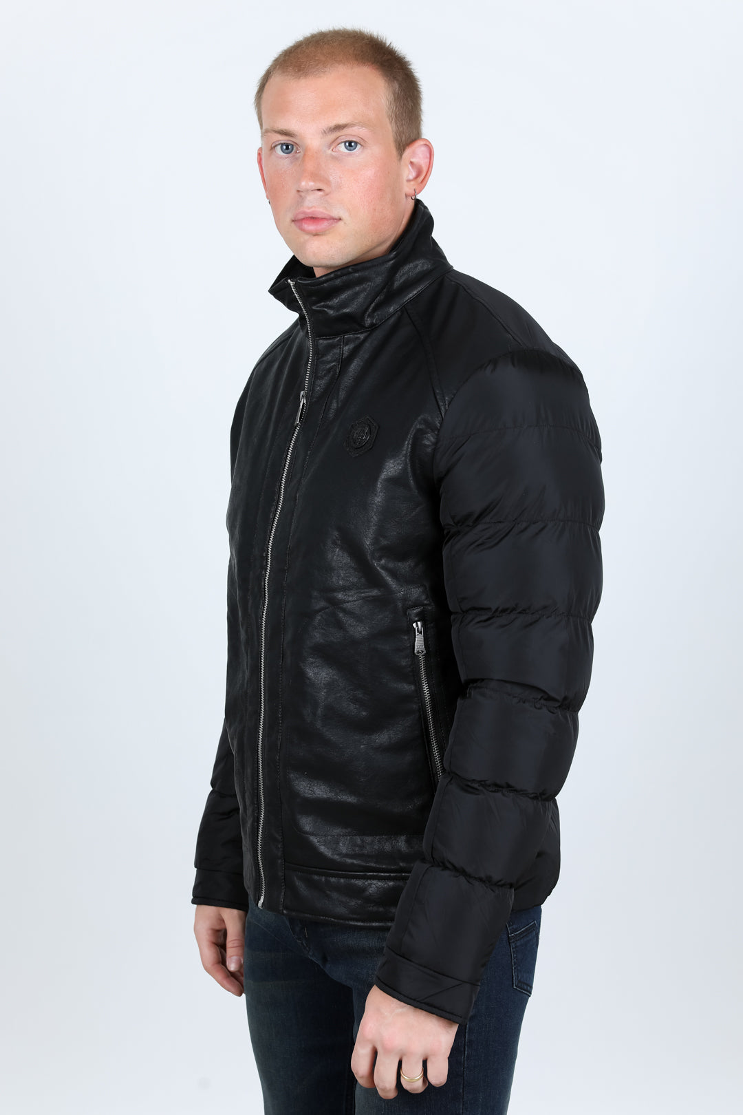 Mens Faux Leather Coat - Black