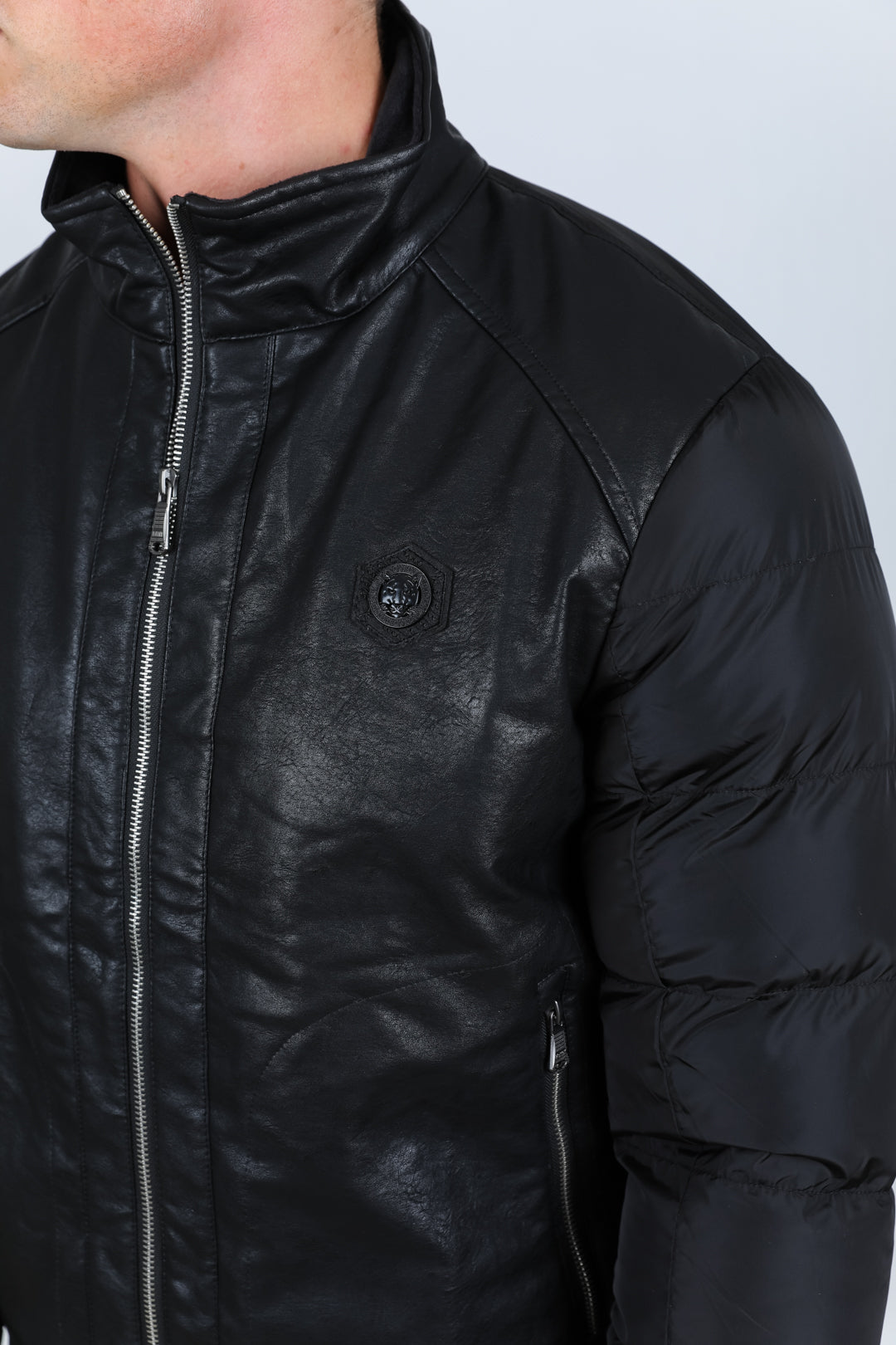 Mens Faux Leather Coat - Black