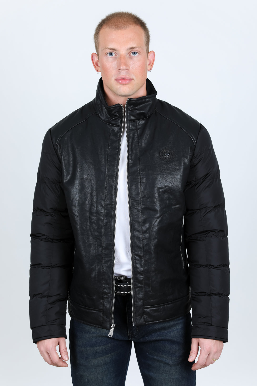 Mens Faux Leather Coat - Black