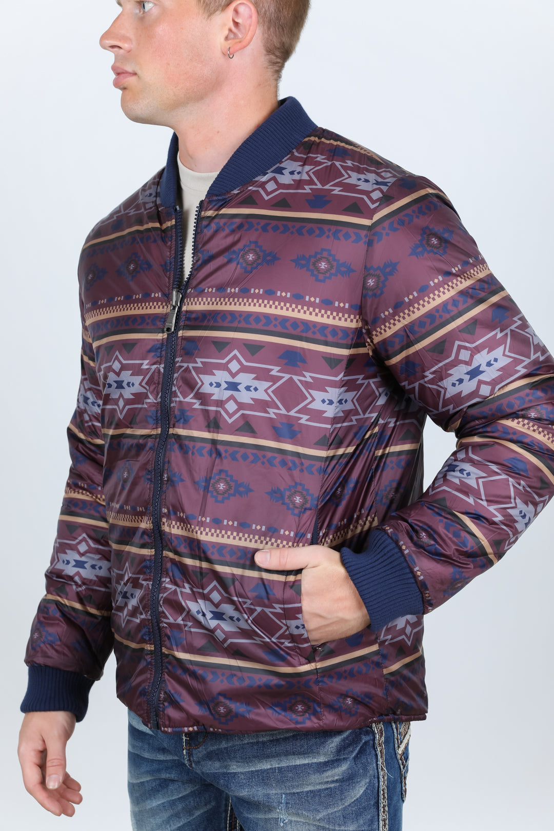 Mens Insulated Reversable Jacket - Navy