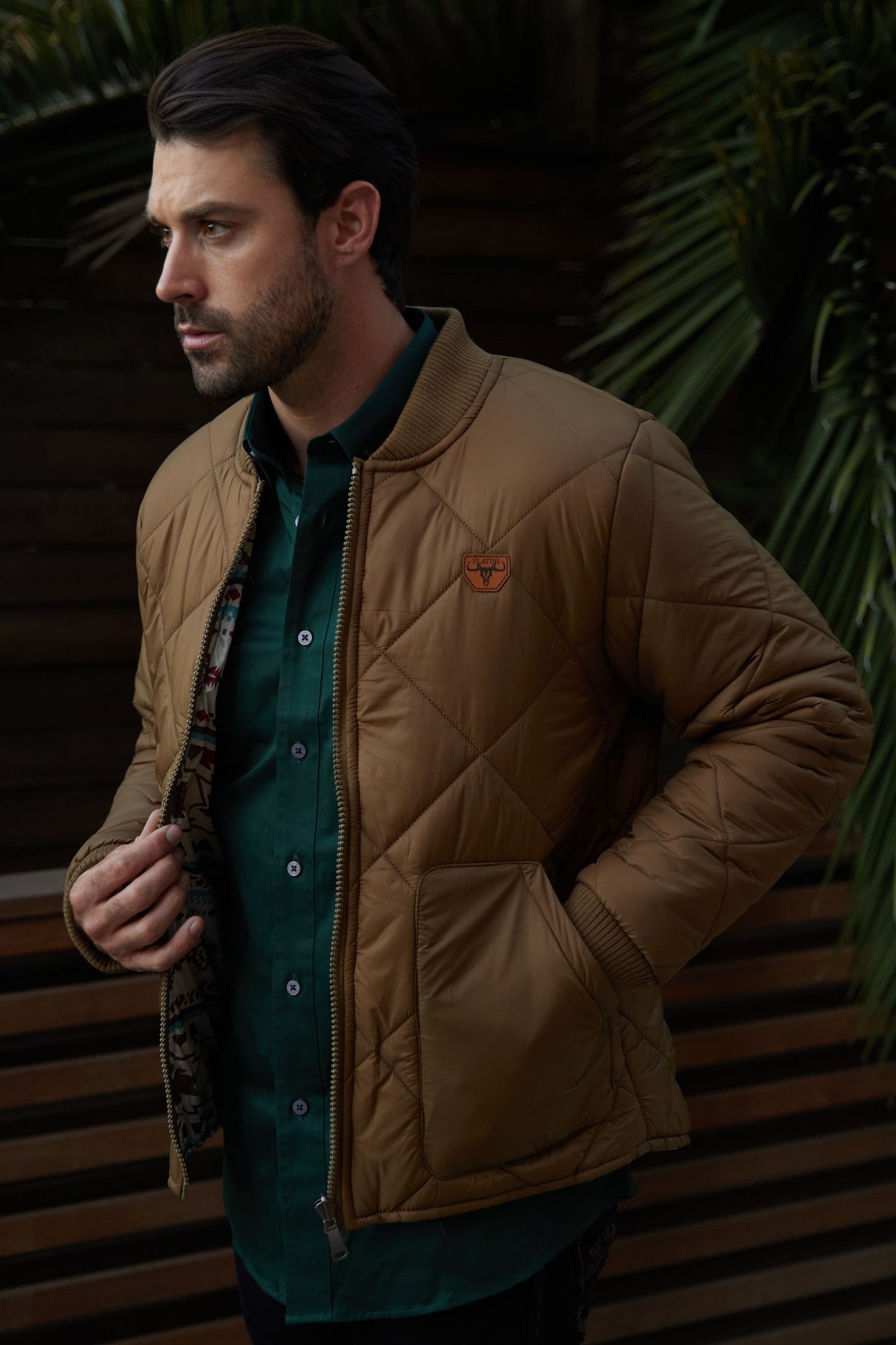 Mens Insulated Reversable Jacket - Beige