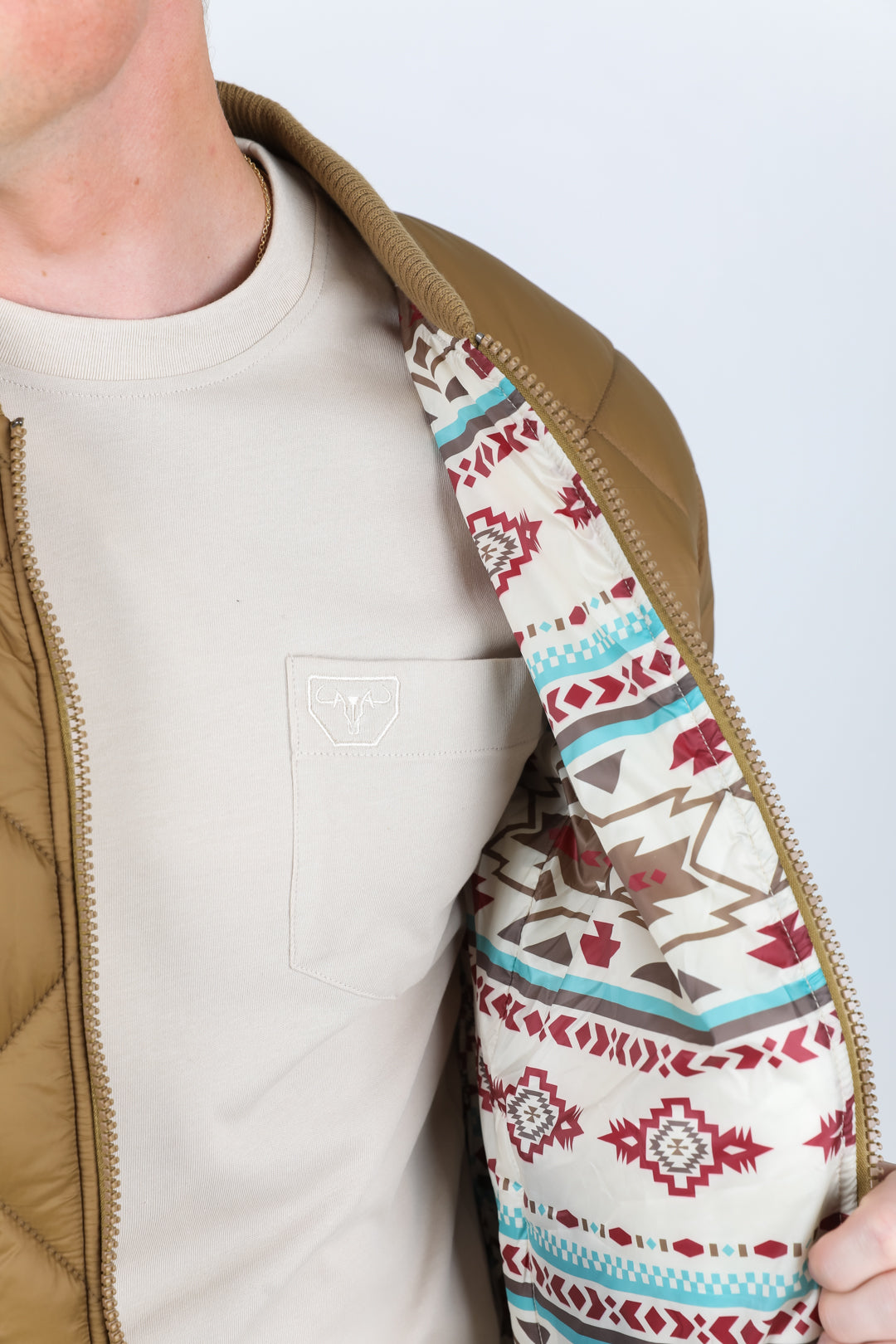 Mens Insulated Reversable Jacket - Beige