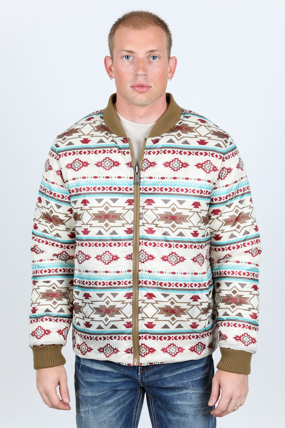 Mens Insulated Reversable Jacket - Beige