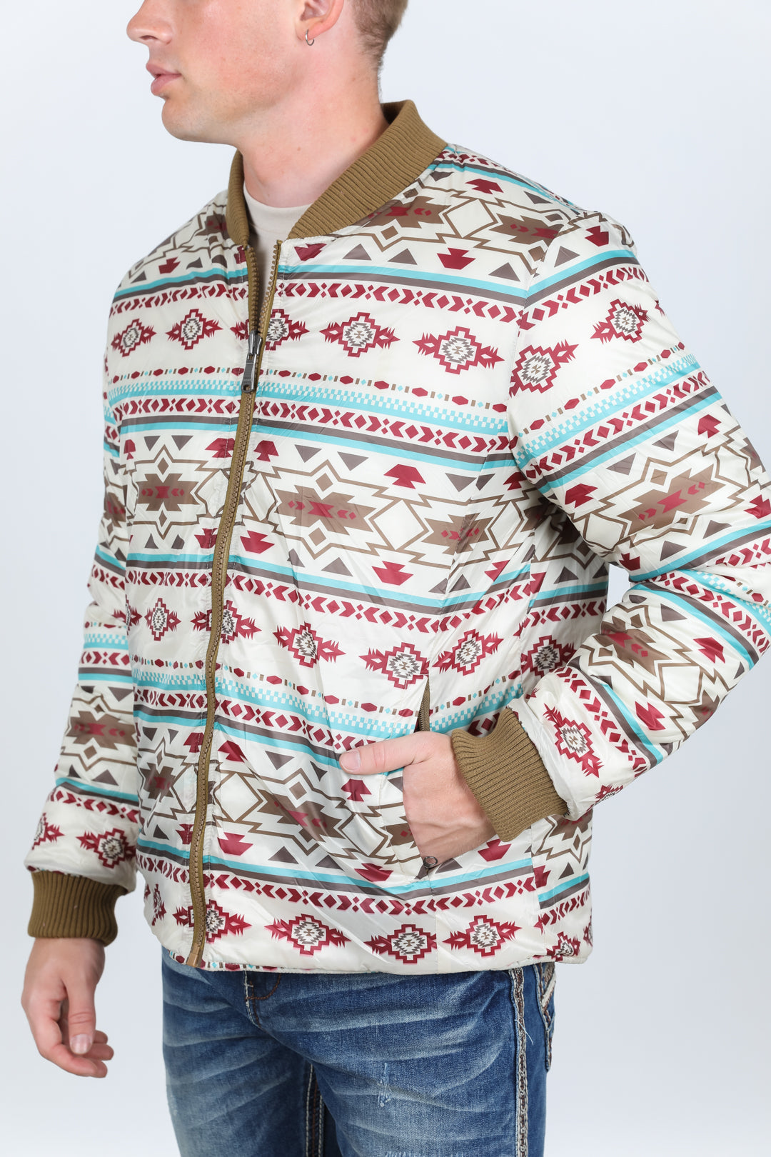 Mens Insulated Reversable Jacket - Beige