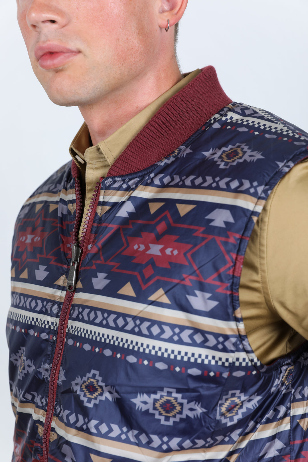 Mens Insulated Reversable Vest - Wine