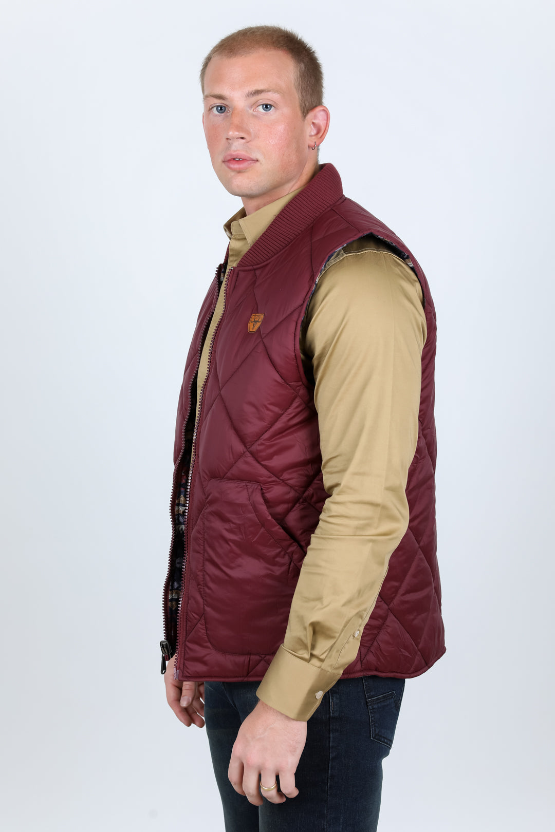 Mens Insulated Reversible Vest - Wine