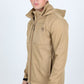 Mens Hooded Softshell Water-Resistant Jacket - Khaki