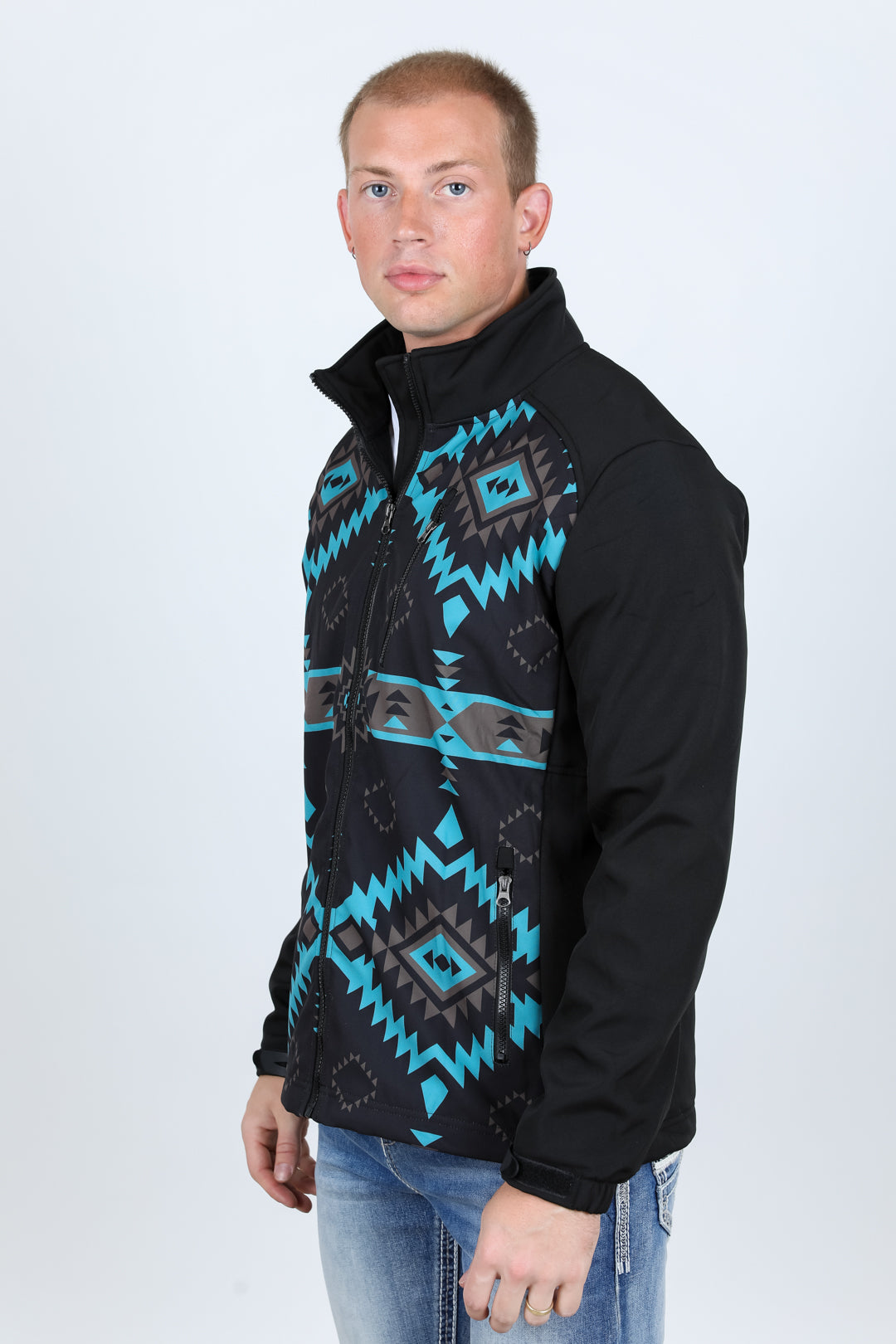 Mens Aztec Softshell Water-Resistant Jacket - Black