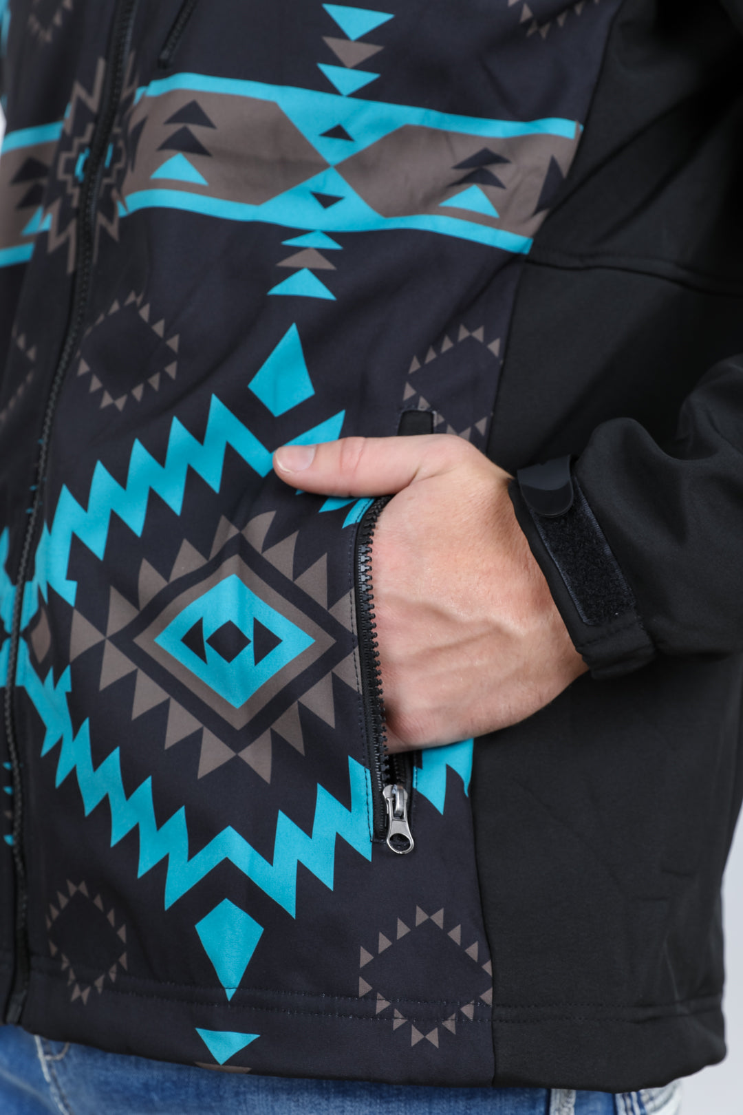 Mens Aztec Softshell Water-Resistant Jacket - Black