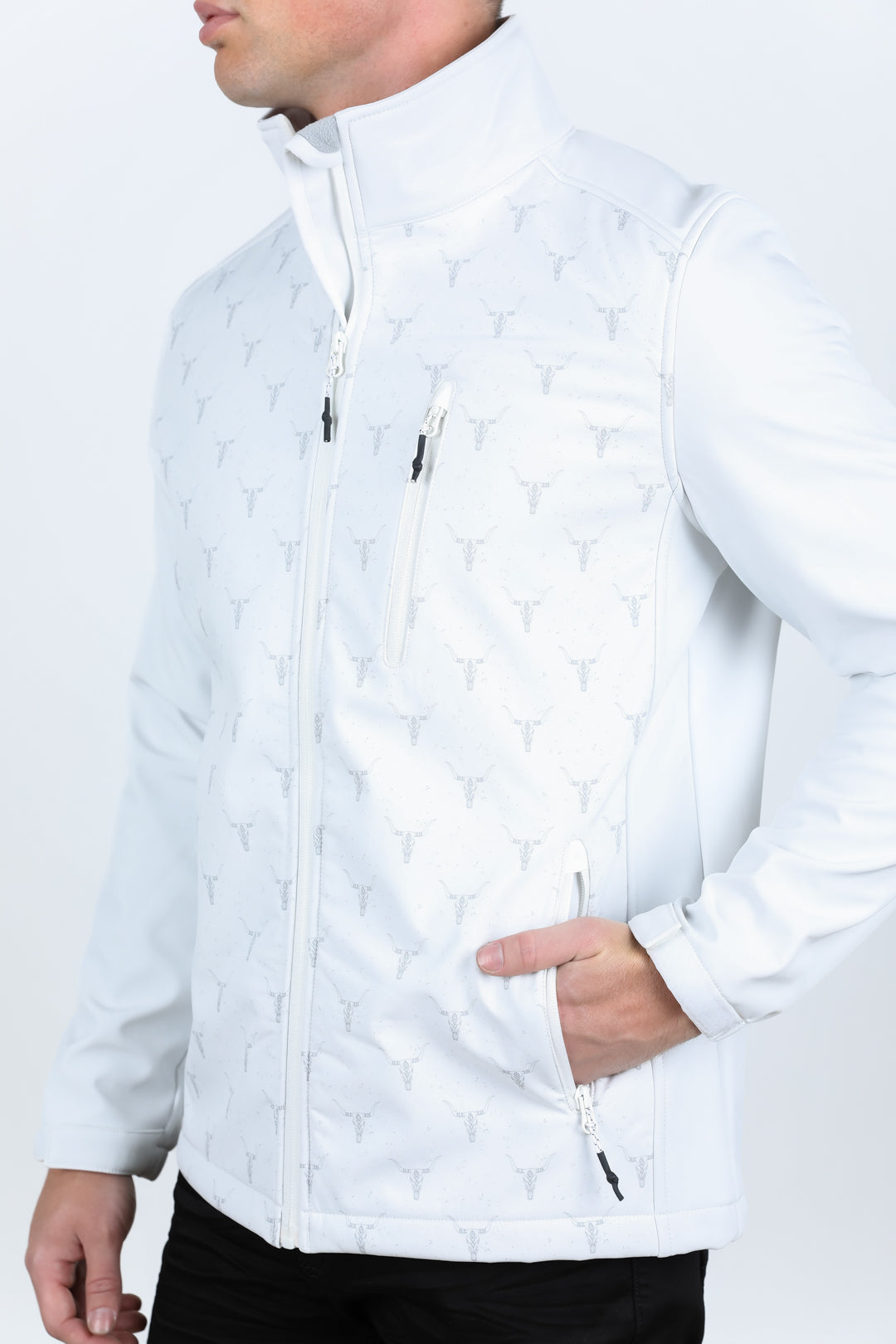 Mens Aztec Softshell Water-Resistant Jacket - White