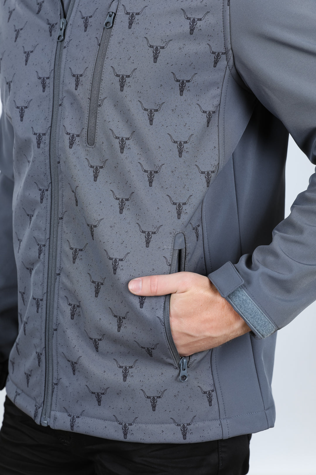 Mens Aztec Softshell Water-Resistant Jacket - Gray