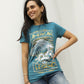 Women's Cotton American Legend Graphic Print Blue T-shirt