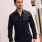 Men's Modern Fit Solid Black Dress Shirt