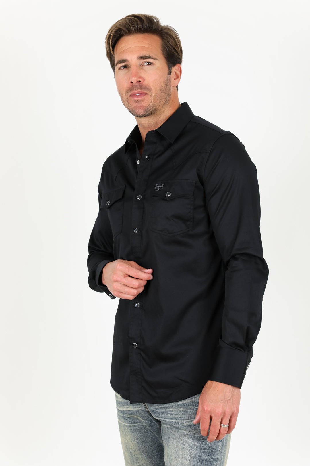 Men's Modern Fit Solid Black Dress Shirt