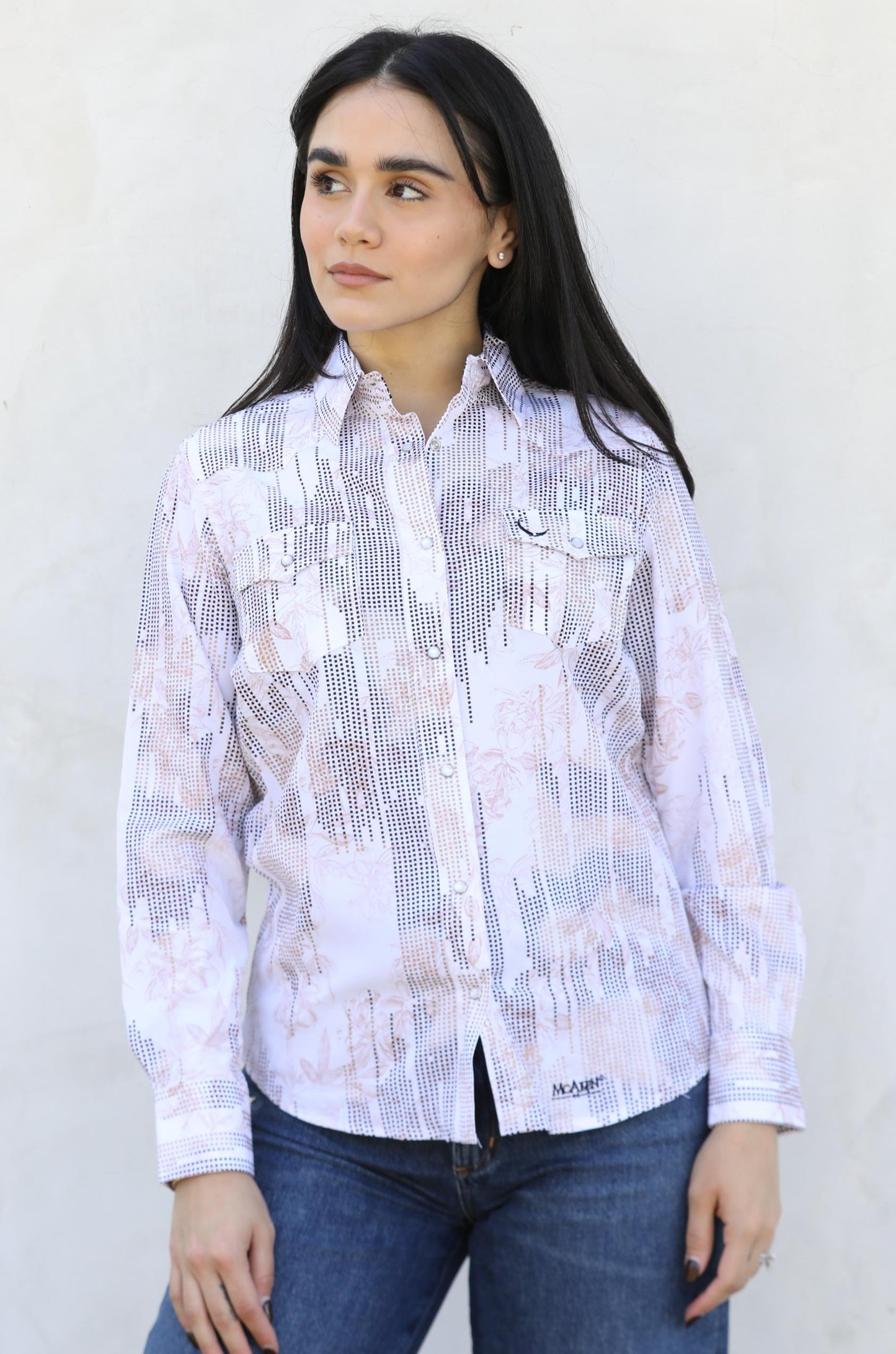 Womens Modern Fit Stretch Foil Fashion Shirt