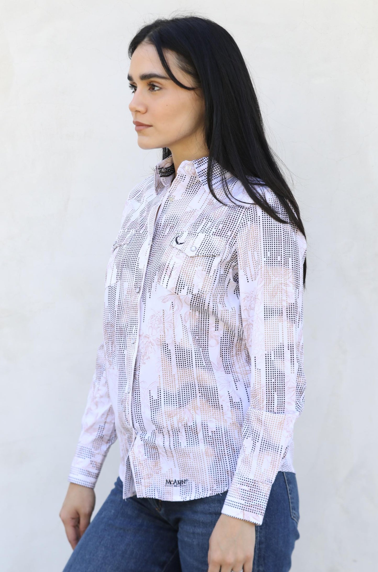 Womens Modern Fit Stretch Foil Fashion Shirt