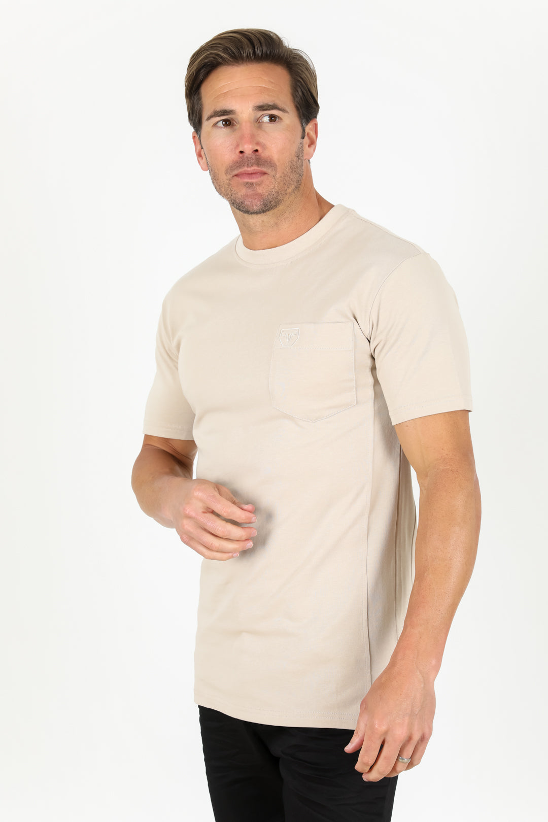 beige knit tee men platini back