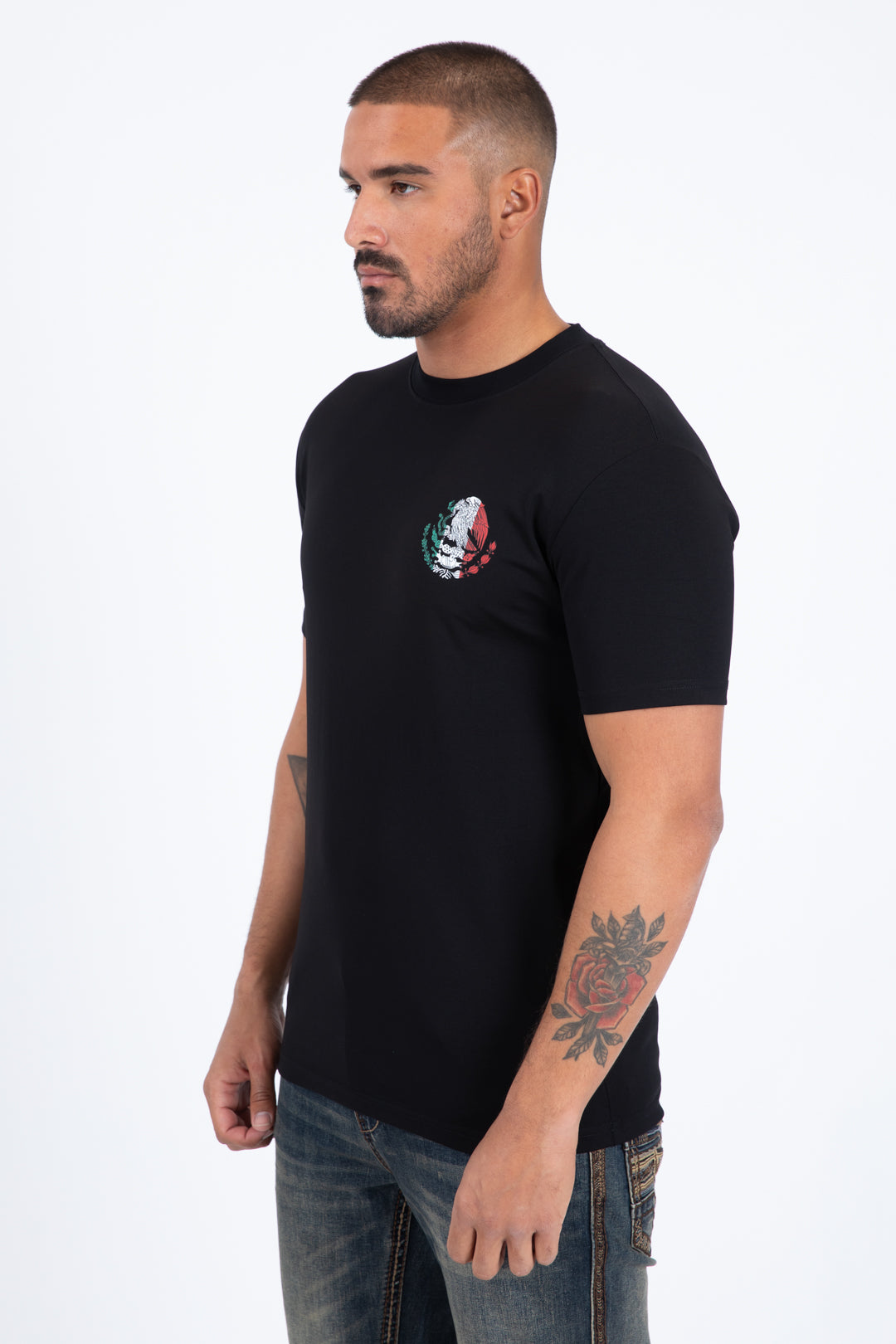 black mexican eagle flag tee men platini back
