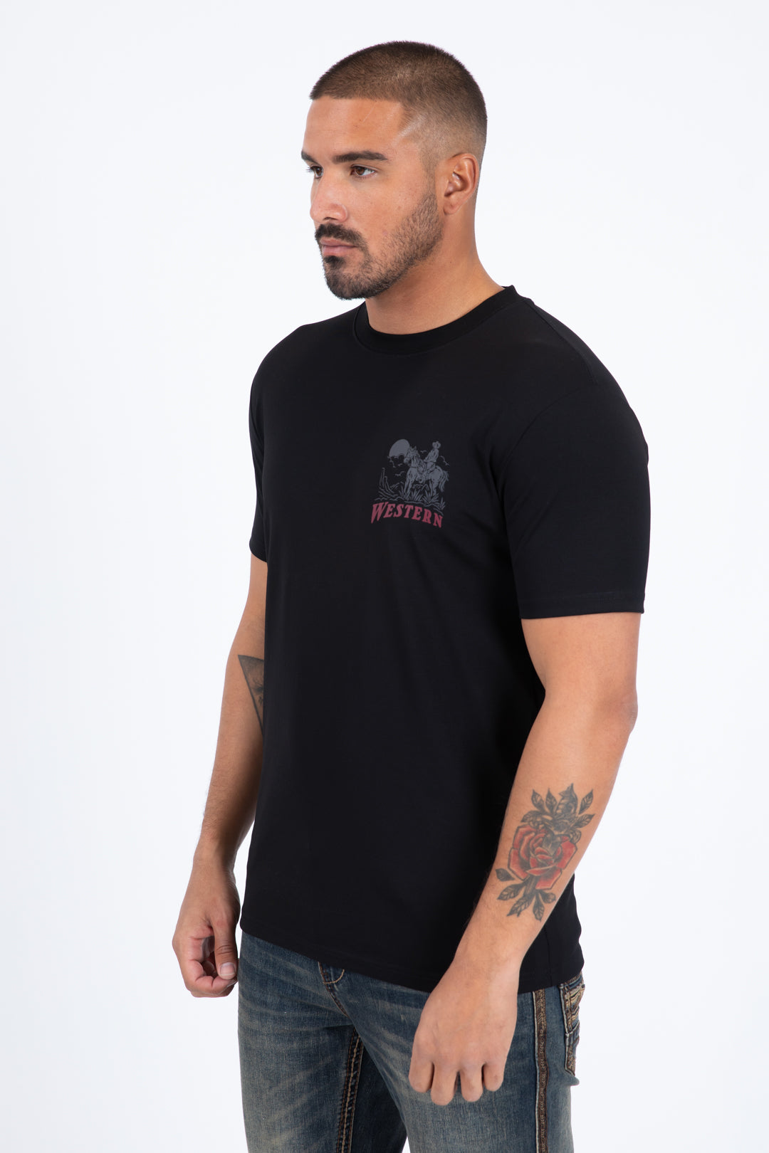 black western cowboy rider tee men platini back