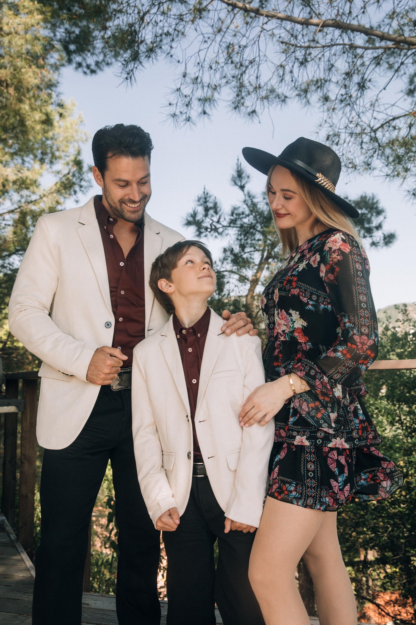 Boys' Double Button Off-White Faux-Suede Blazer