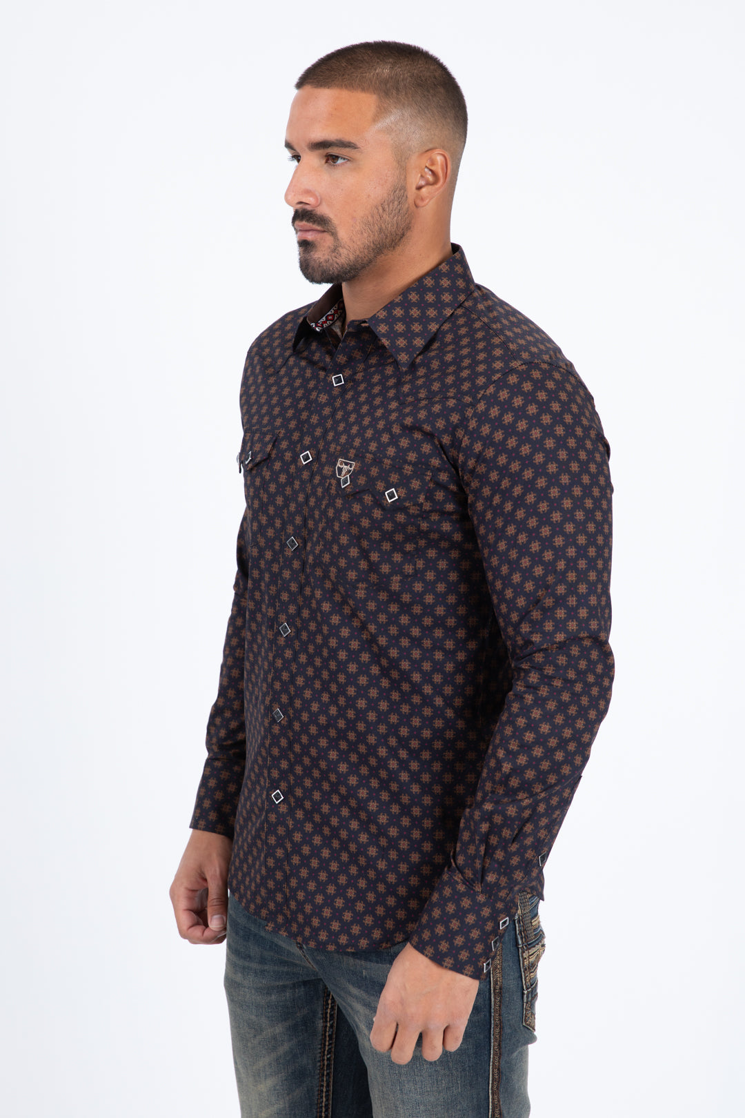 black diamond center western shirt men platini detail-2